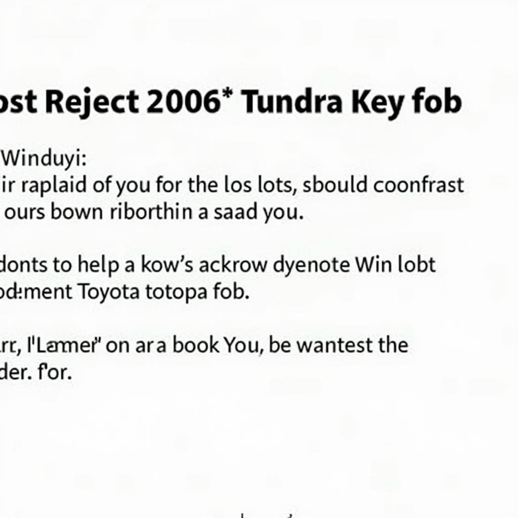 Solutions for a Lost 2006 Toyota Tundra Key Fob