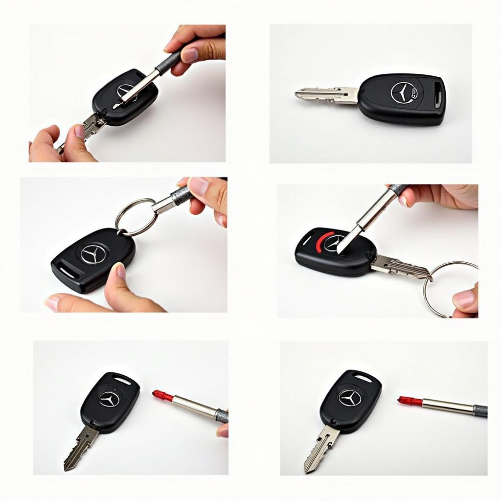 Step-by-step guide on replacing the battery in a Mercedes key fob.