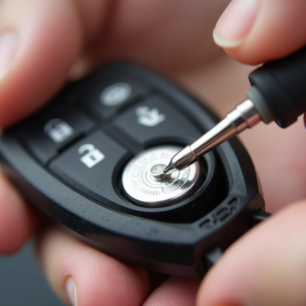 Inserting the New Battery in a Mercedes Key Fob