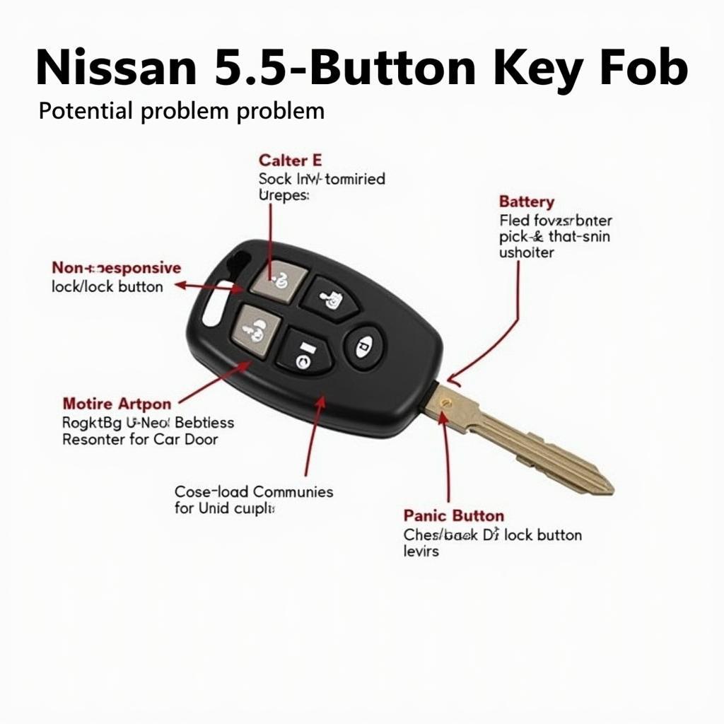 Nissan 5 Button Key Fob Common Issues Illustration