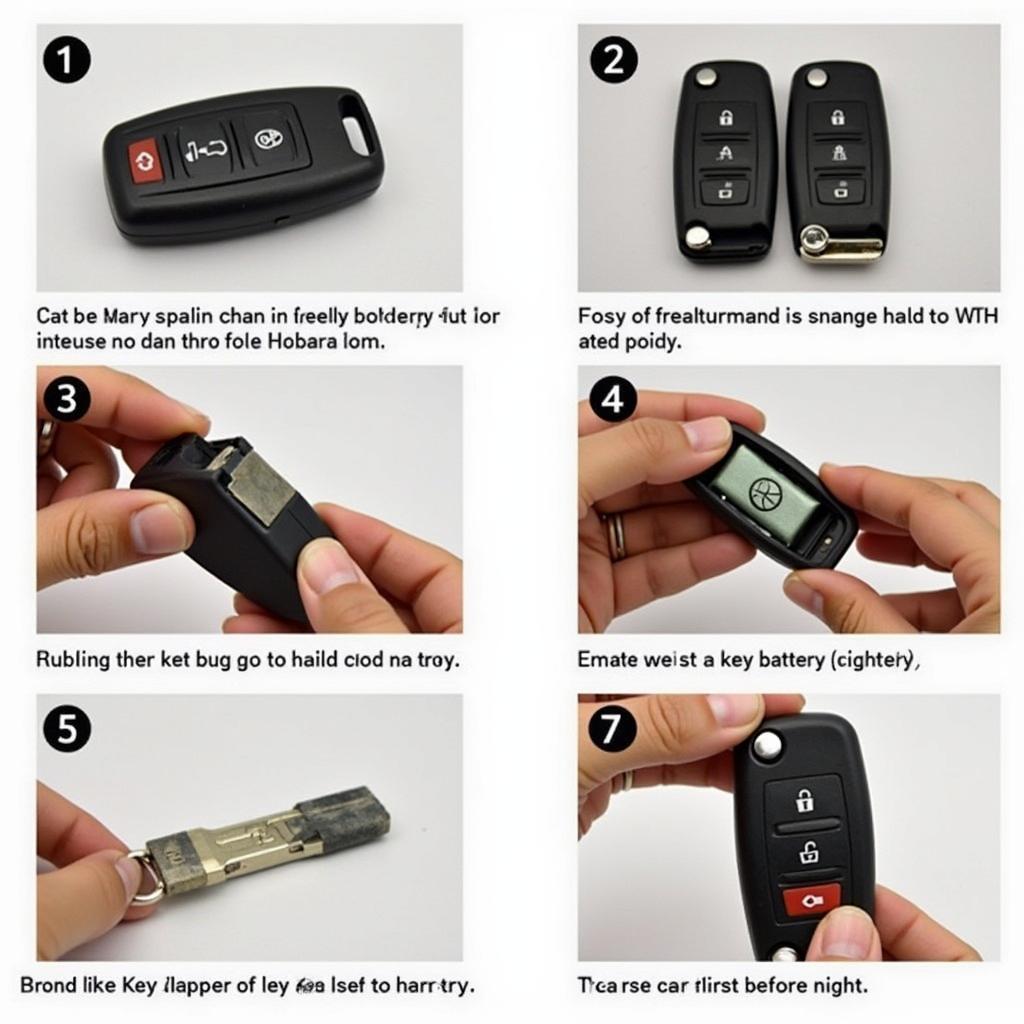 Replacing a Nissan Altima Key Fob Battery:  Step-by-step process of opening a key fob, removing the old battery, and inserting a new one.