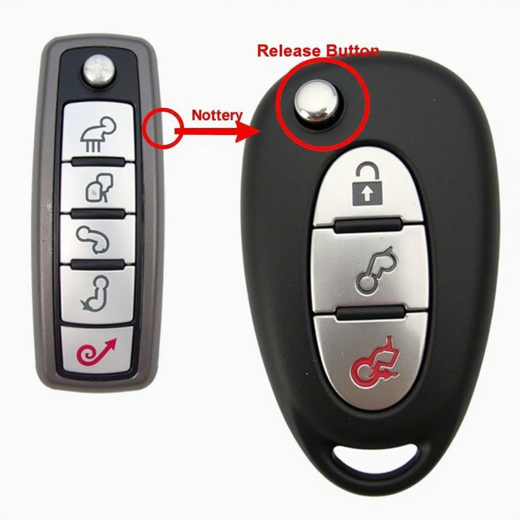 Locating the release button on a Nissan Altima key fob