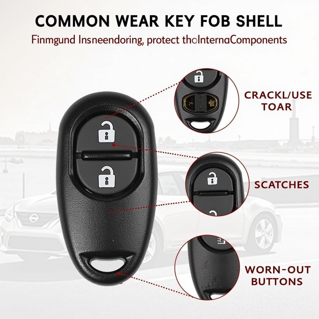 Damaged Nissan Key Fob Shell Showing Wear and Tear