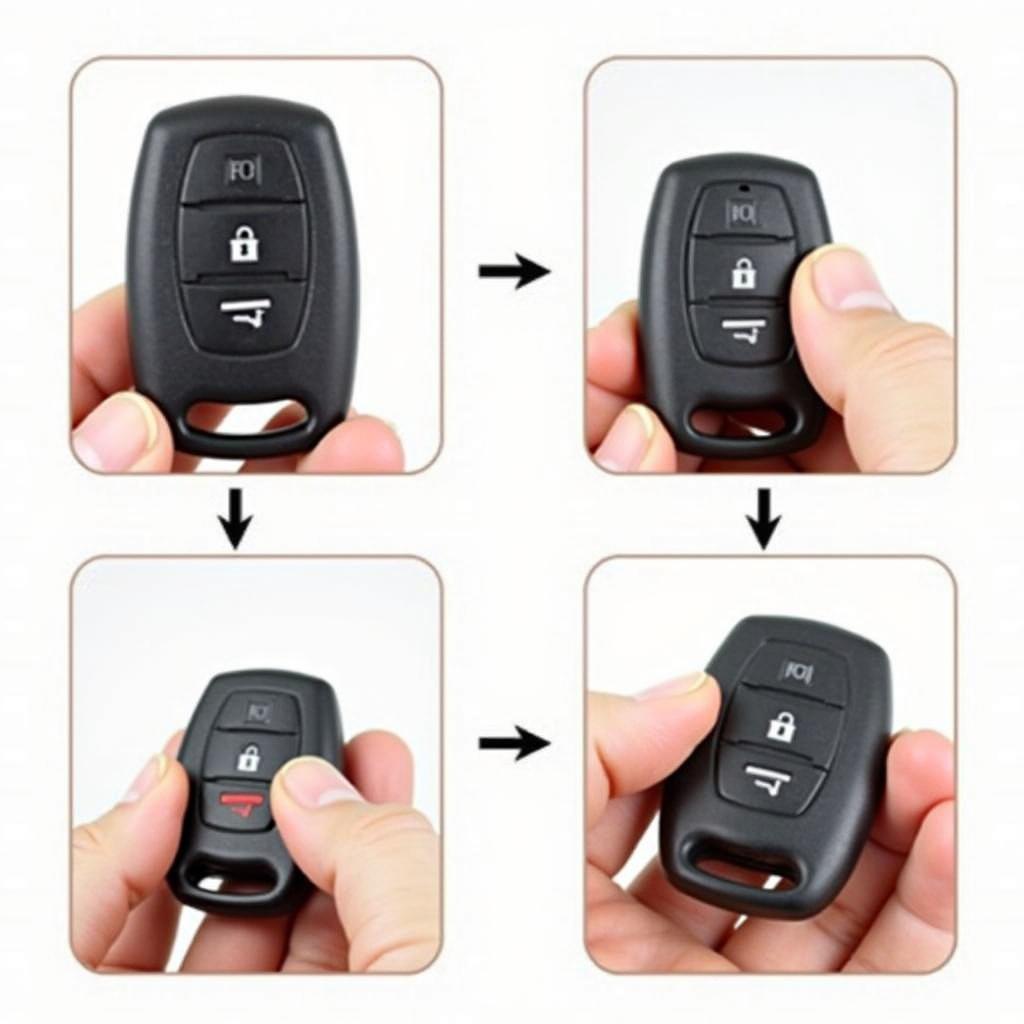 Step-by-step guide on opening a 2016 Nissan Maxima key fob with a small flathead screwdriver.