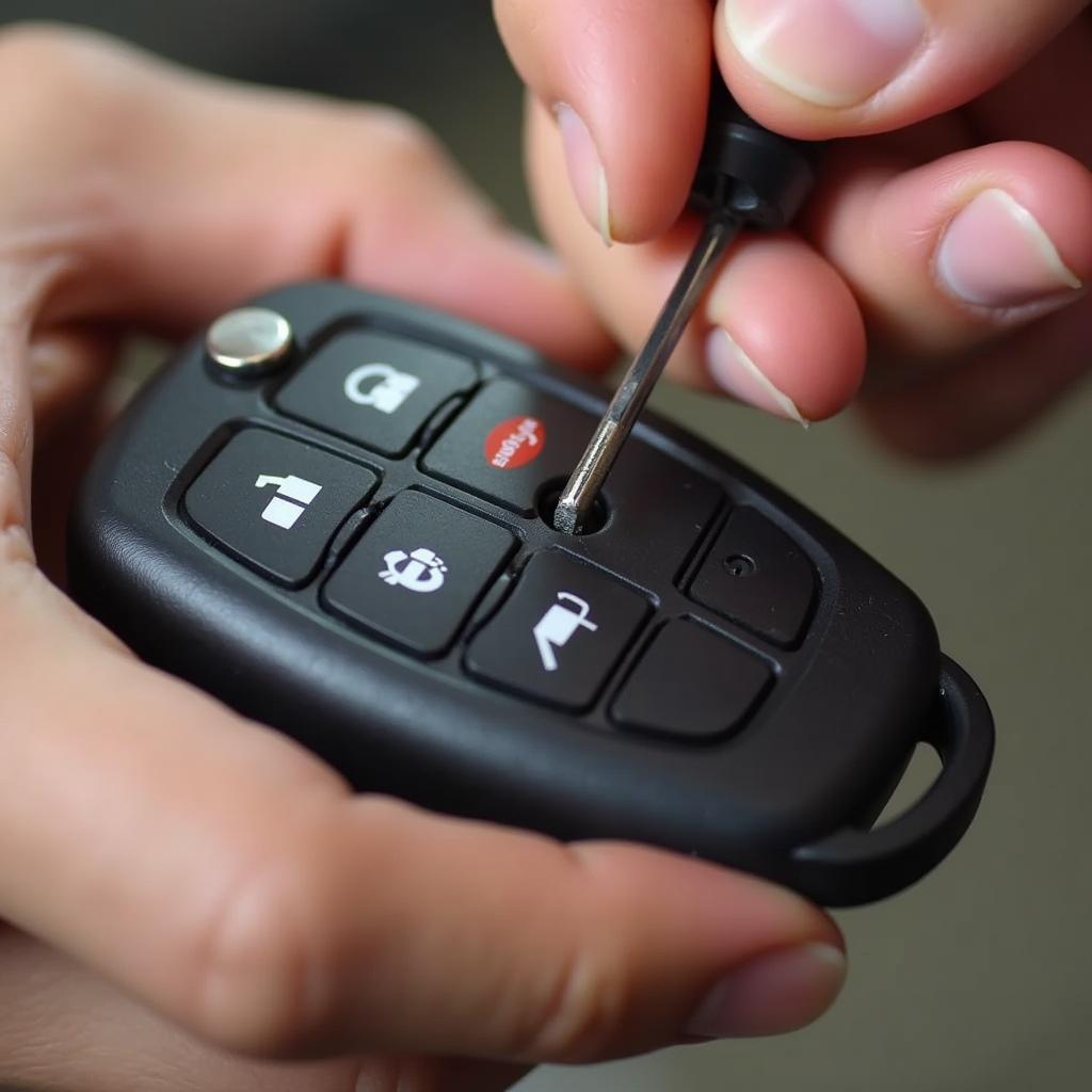 Opening a BMW 2010 Key Fob with a Flathead Screwdriver