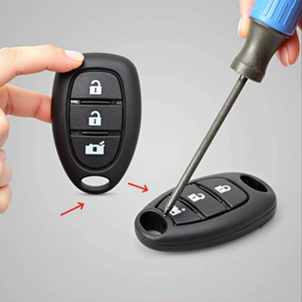 Opening a Toyota Key Fob with a Flathead Screwdriver