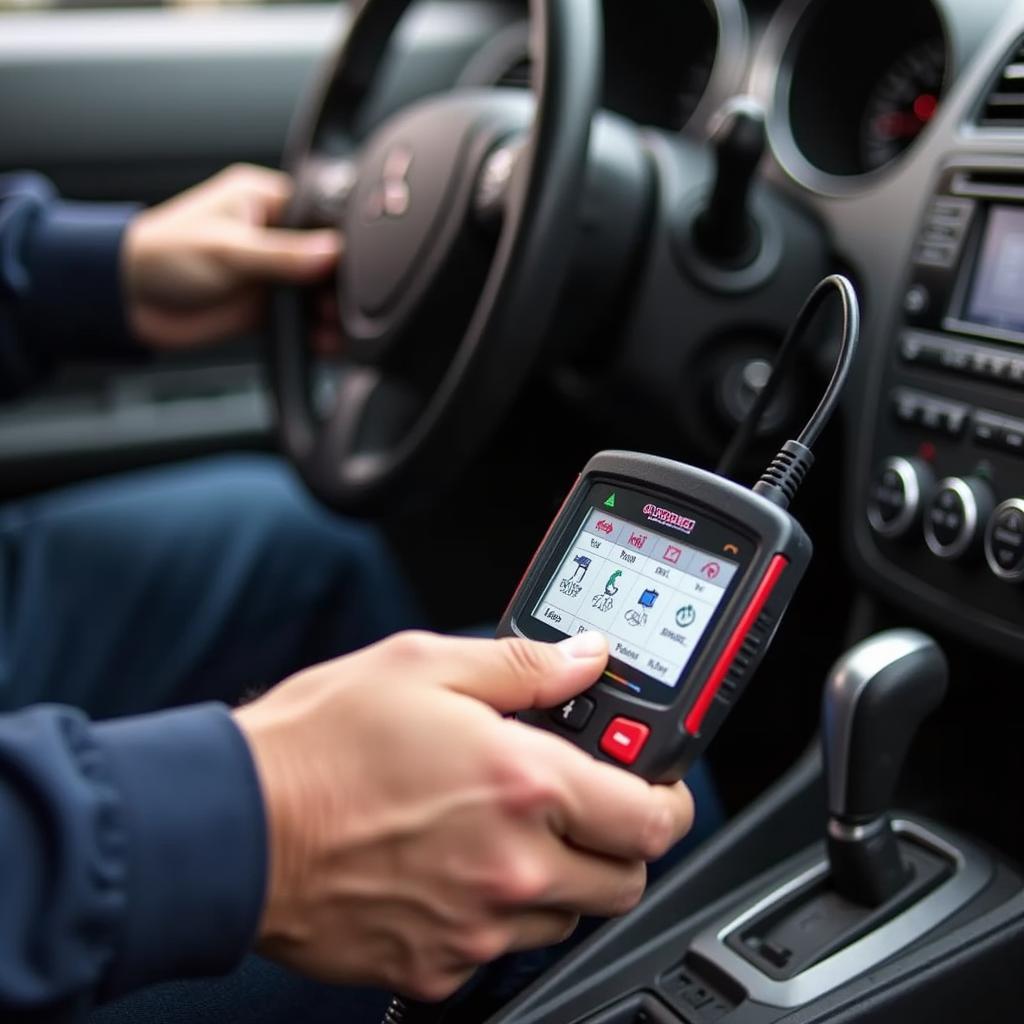 Programming a 2009 Mitsubishi Eclipse Key Fob using a diagnostic tool.