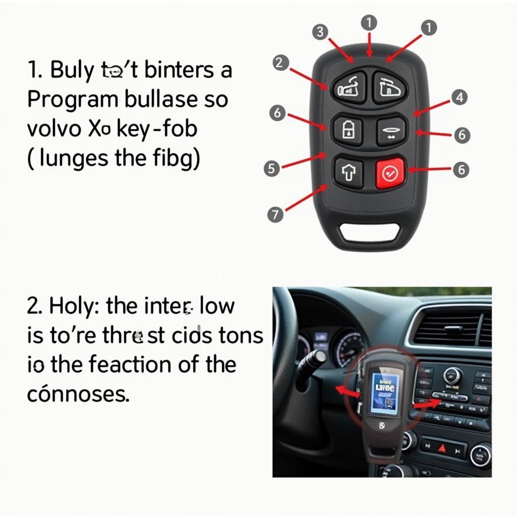 Programming a Volvo XC90 Key Fob: Detailed instructions and images guiding the user through the key fob programming process.