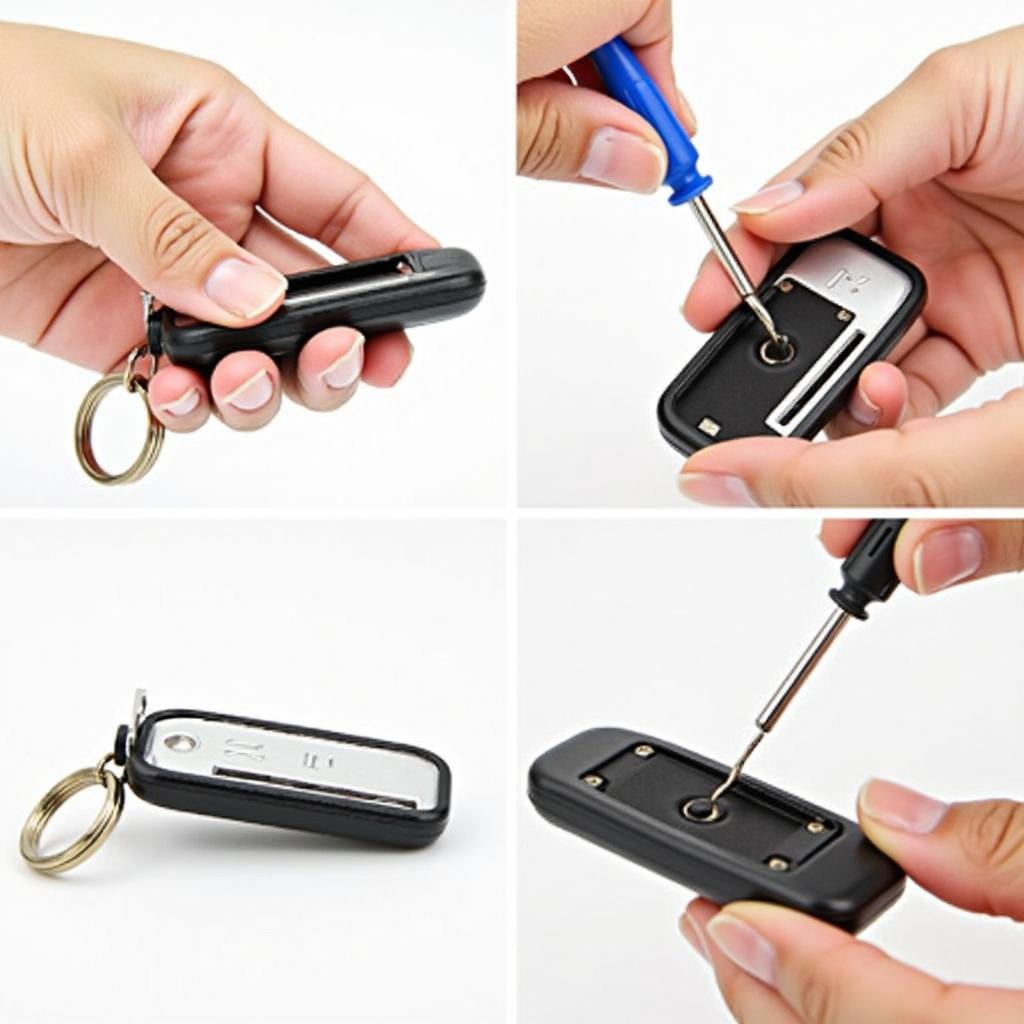 Safely removing the old battery from a car key fob