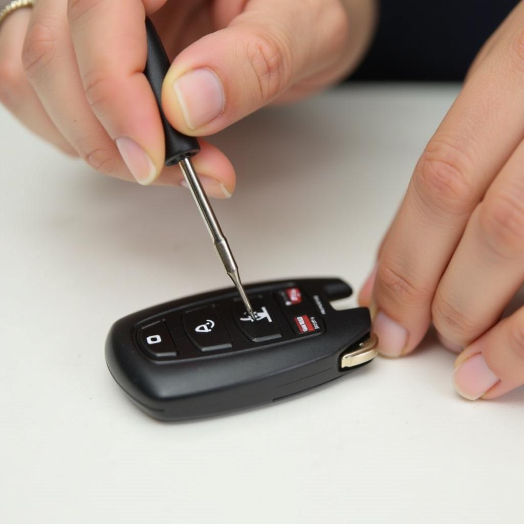 Opening the Lexus LS460 Key Fob with a Screwdriver