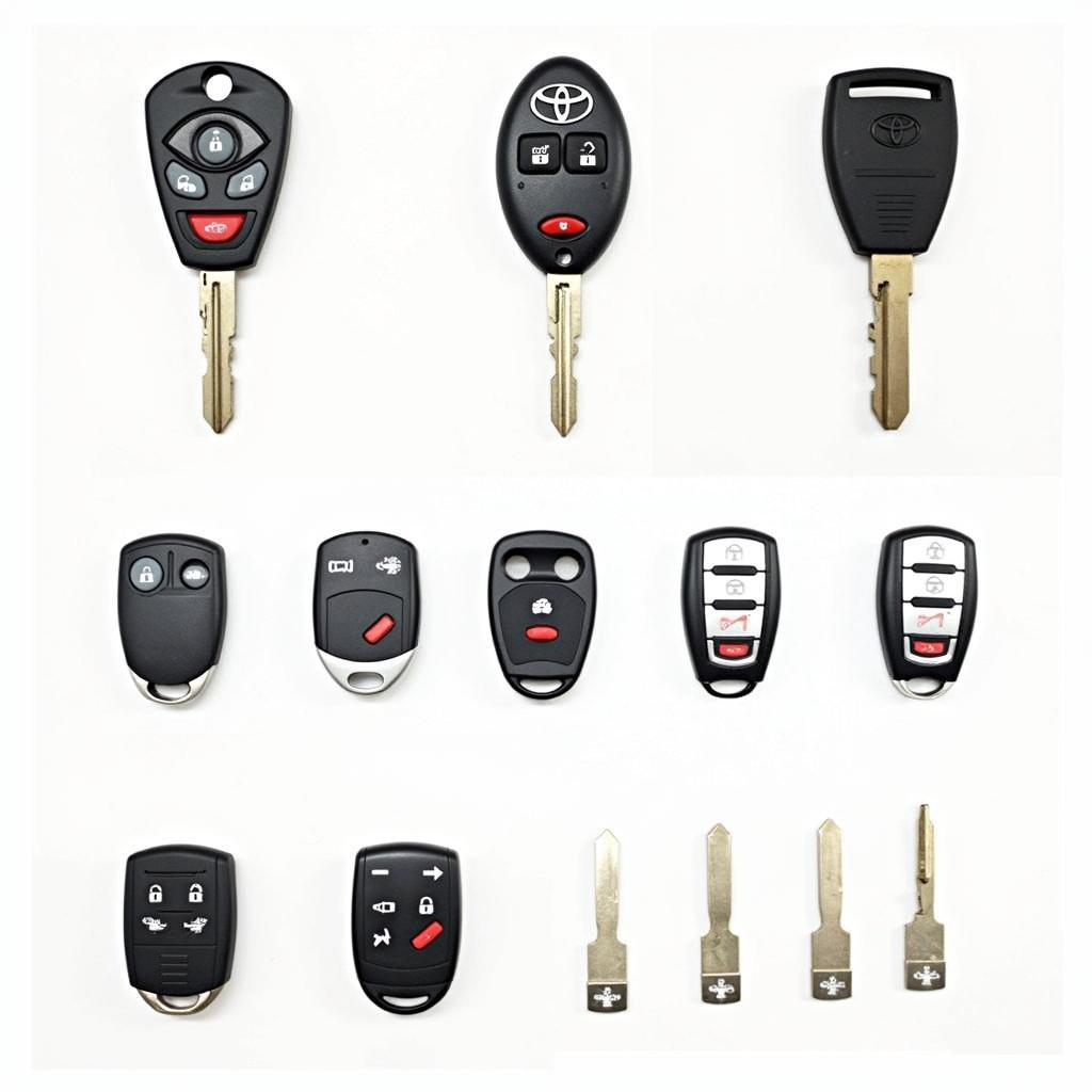 Various replacement key fobs for a 2006 Prius