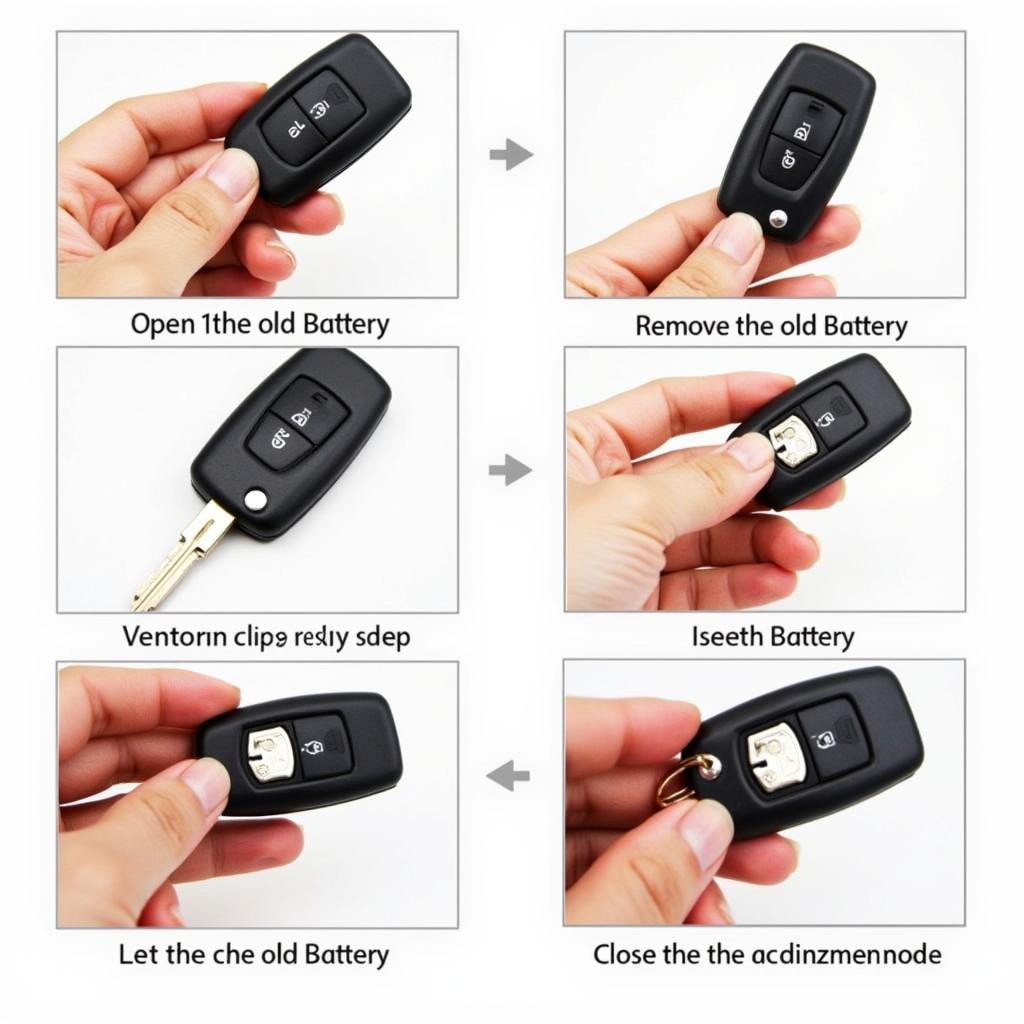 Replacing 2013 Dodge Challenger Key Fob Battery: Step-by-step visual guide showing how to replace the key fob battery.