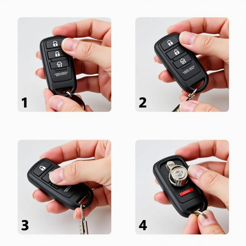 Replacing 2015 Subaru Outback Key Fob Battery: A series of images demonstrating the steps to replace the battery.