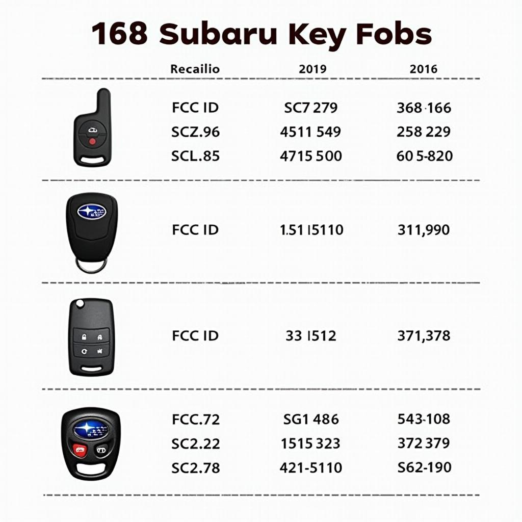 Subaru Key Fob Compatibility Chart