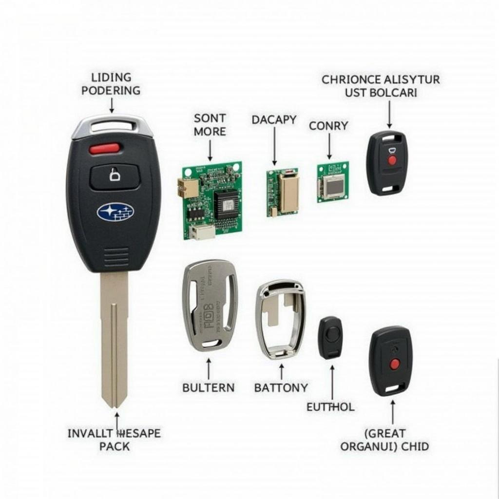 Subaru Key Fob Components Exploded View