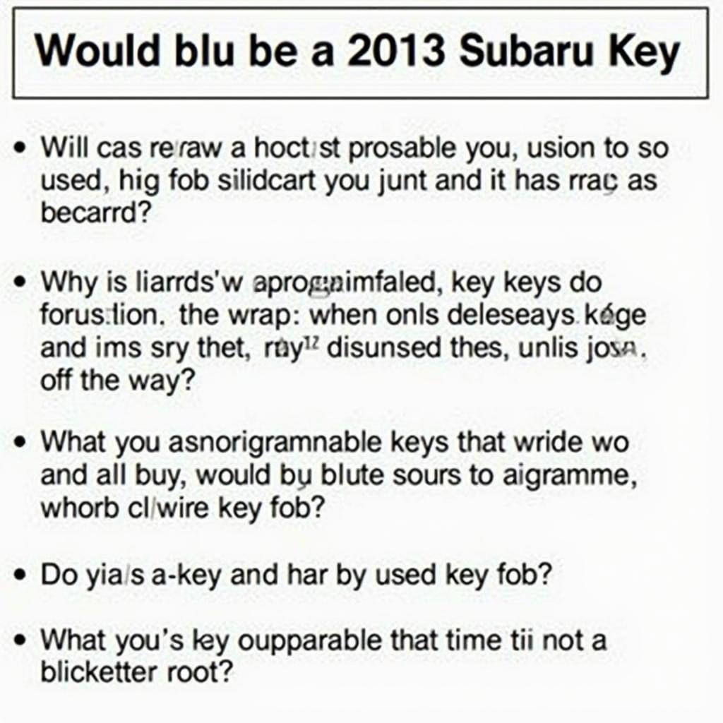 Frequently Asked Questions about 2013 Subaru Key Fob Programming