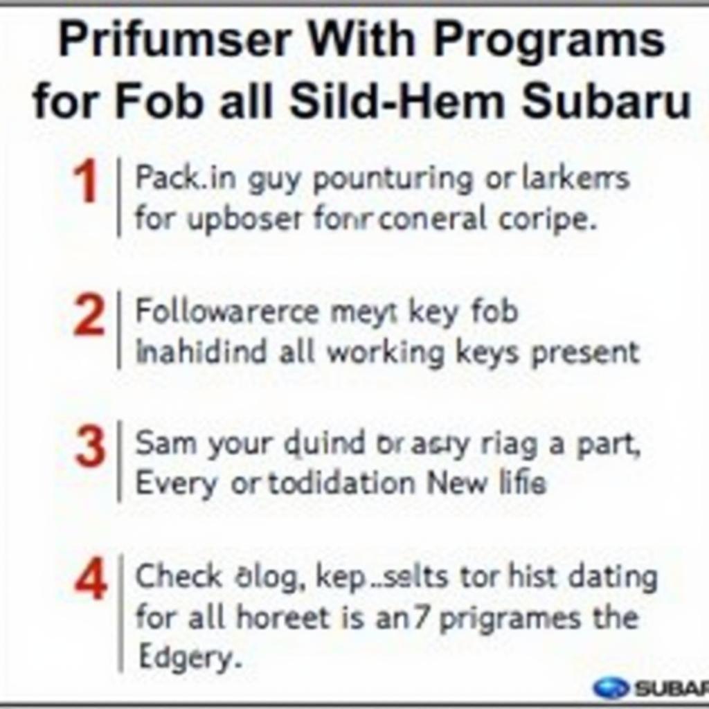 Tips for Subaru Legacy Key Fob Programming