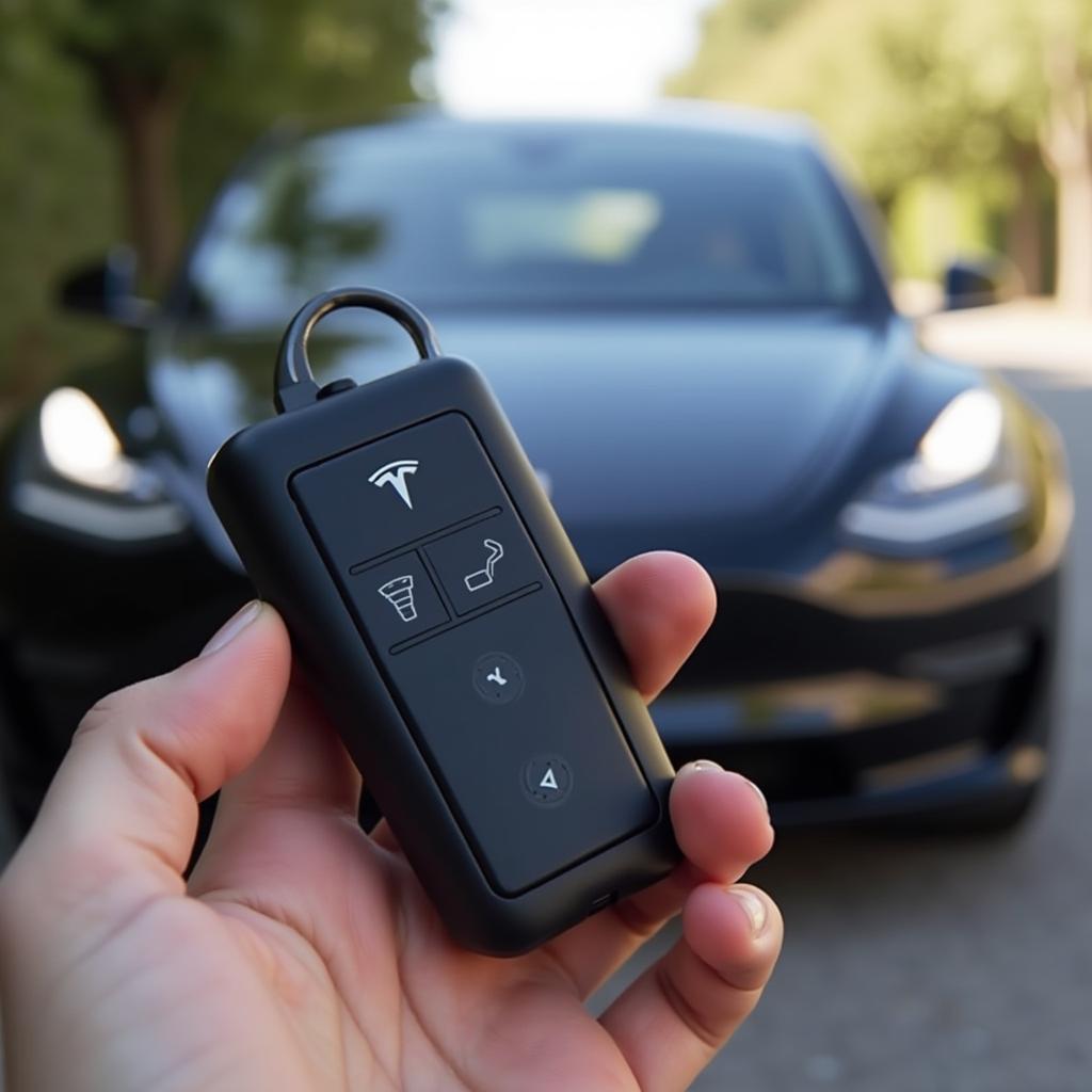 Tesla Key Fob and Car