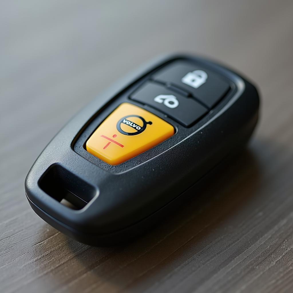 Volvo Key Fob Yellow Button Close Up