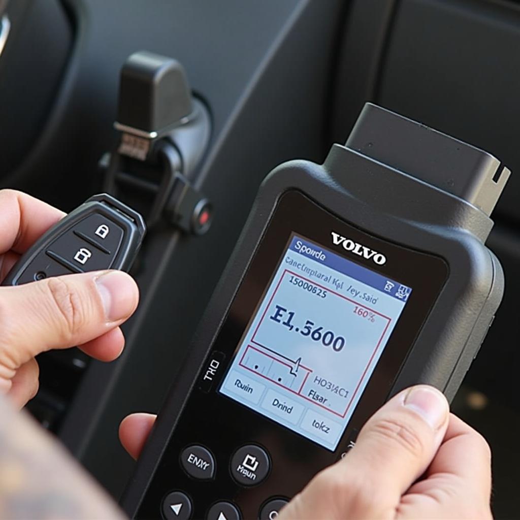 Programming a Volvo switchblade key fob using diagnostic equipment