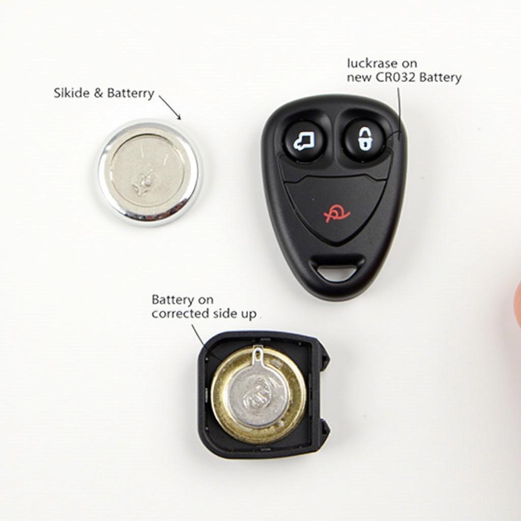 Installing the new CR2032 battery in the VW Jetta Key Fob.