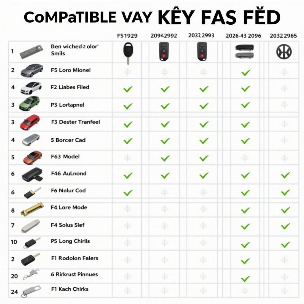 VW Key Fob Compatibility Chart