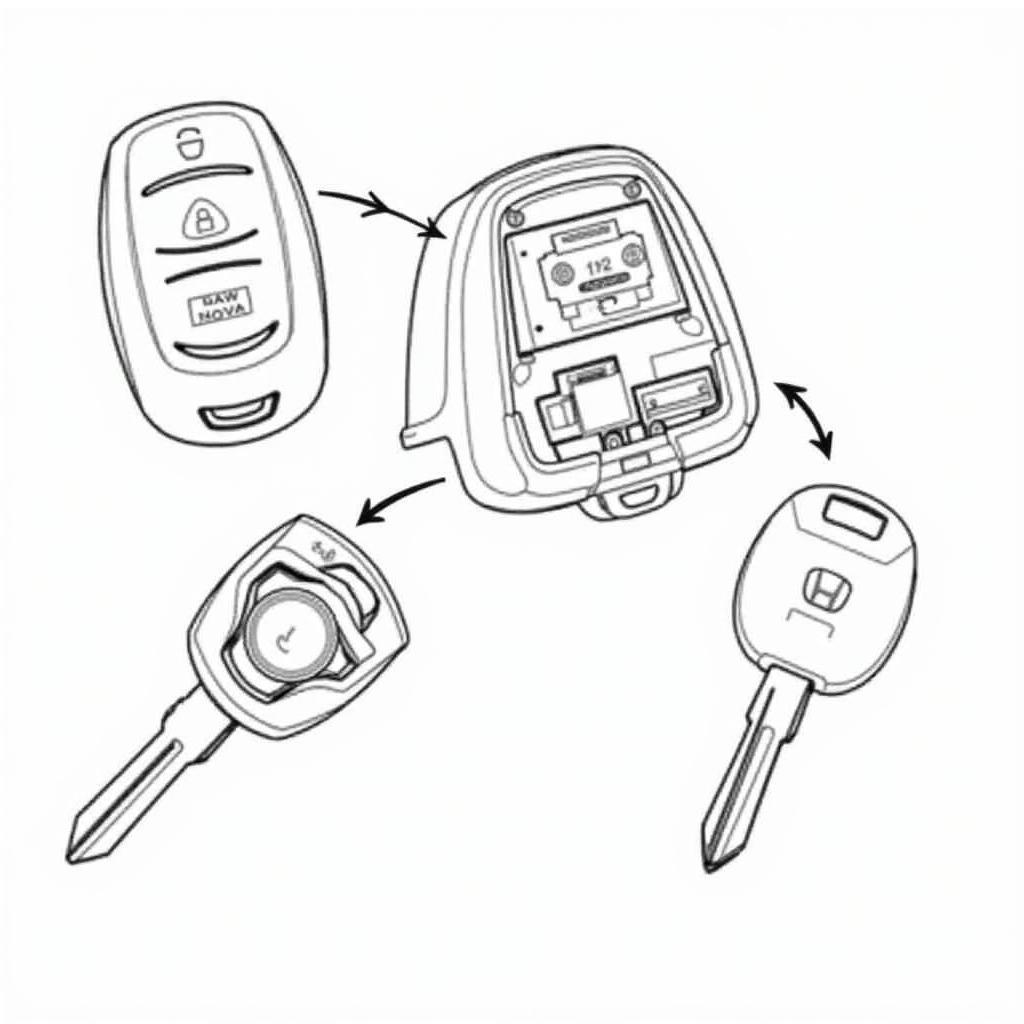 2008 Honda CRV Key Fob Components Diagram