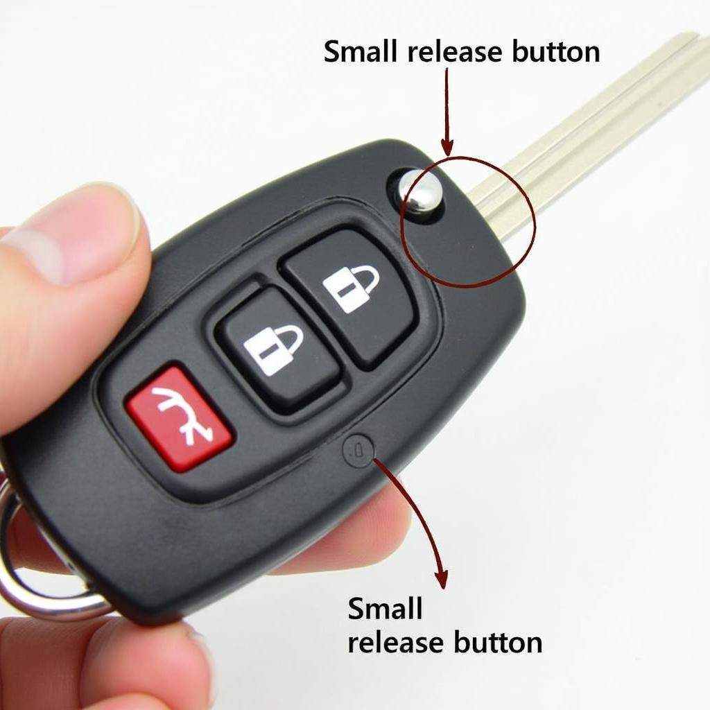 Locating the release button on a 2011 Cadillac SRX Key Fob