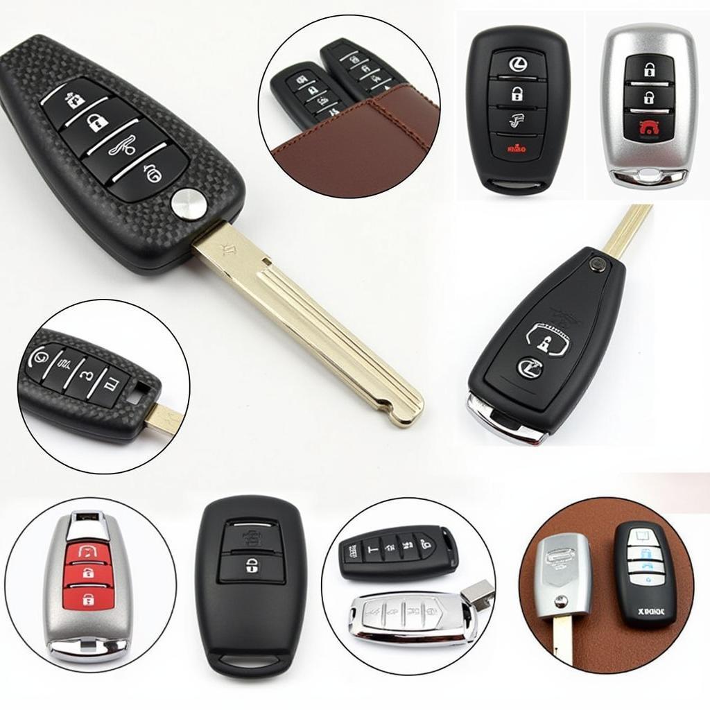 A variety of 2017 Lexus key fob covers showcasing different materials, colors, and designs, including silicone, leather, and carbon fiber options.