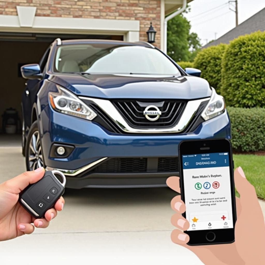 2017 Nissan Murano key fob experiencing reduced range and intermittent functionality due to low battery.