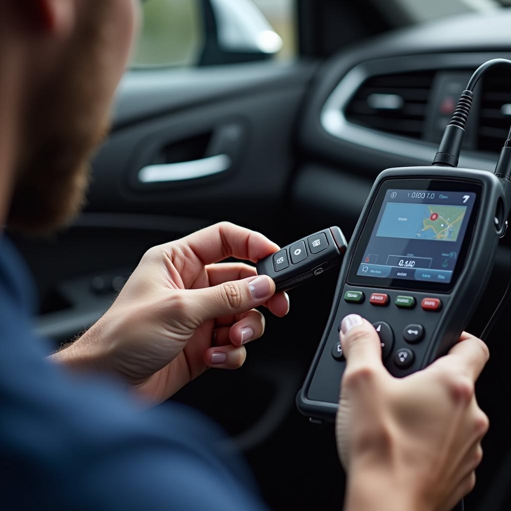 Automotive Locksmith Programming a Key Fob