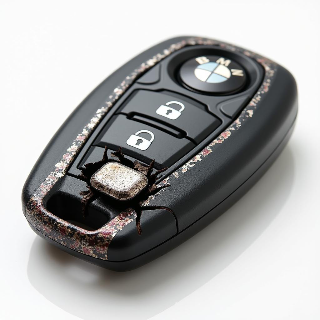 BMW key fob with a malfunctioning diamond button