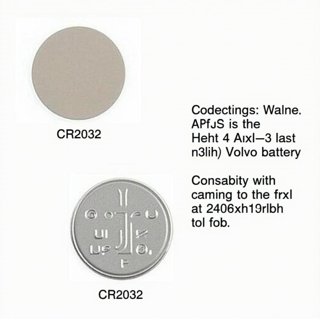 A CR2032 3V lithium battery for a 2007 Volvo S80 key fob.