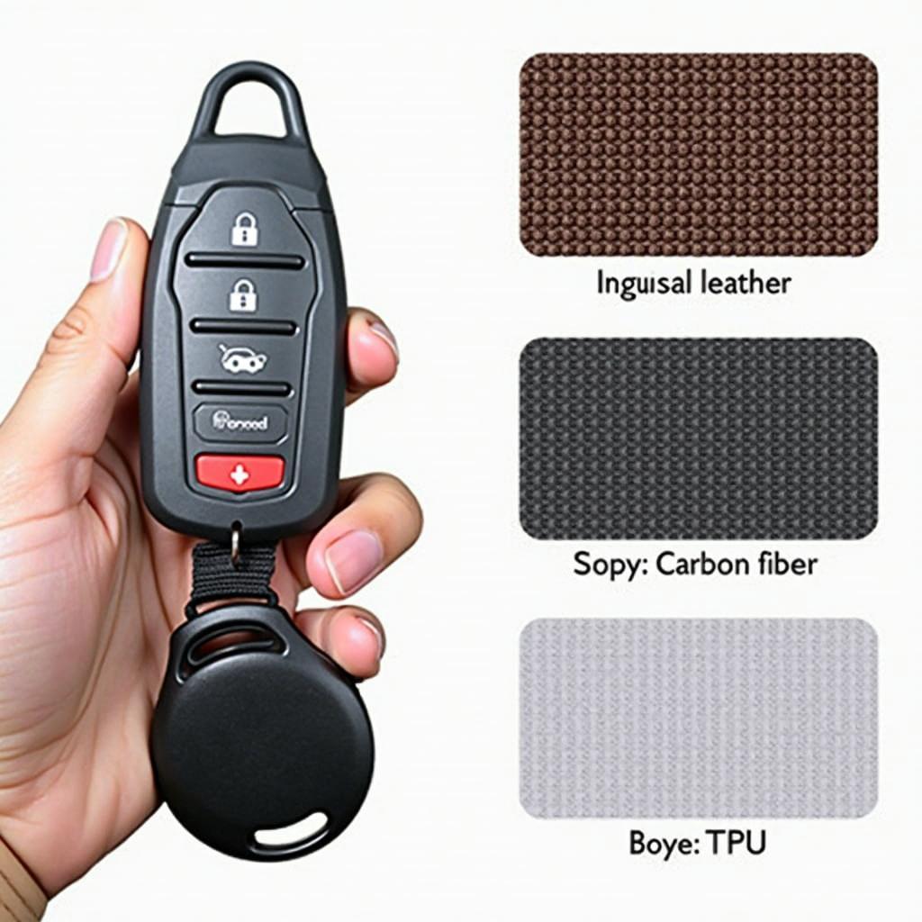 Key fob covers made of different materials for 2017 GMC models.