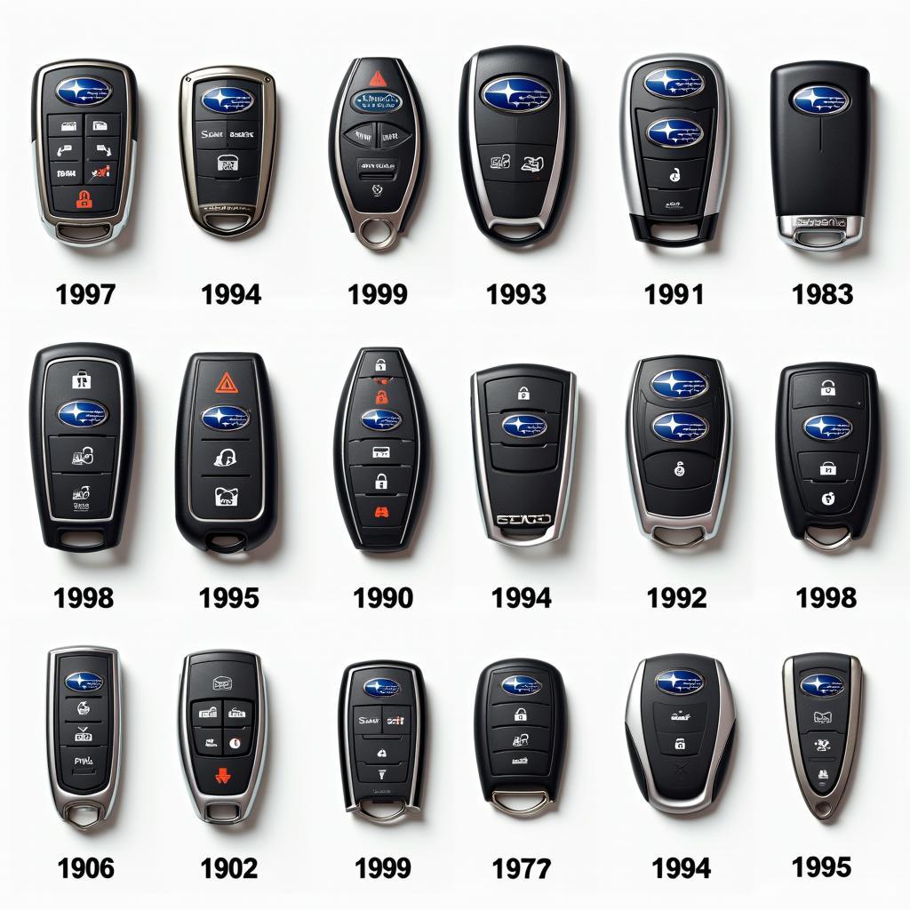 Various Subaru Impreza Key Fobs Through the Years