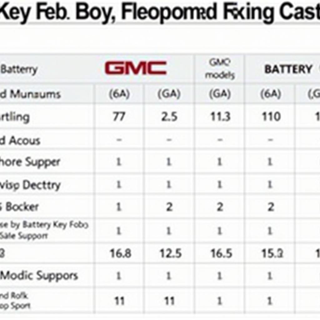 GMC Key Fob Battery Types and Sizes Comparison