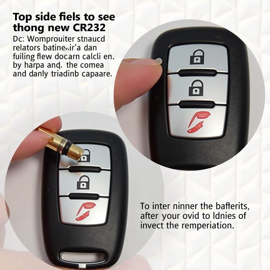 Installing New CR2032 Battery in 2019 Toyota CHR Key Fob: Step-by-step visuals of inserting the new battery with the positive side facing up.