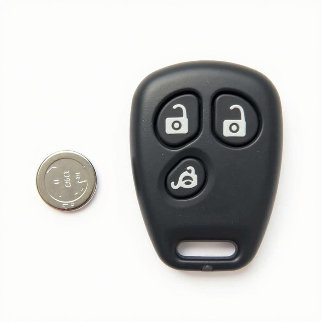 A CR2032 battery for a Nissan Leaf key fob