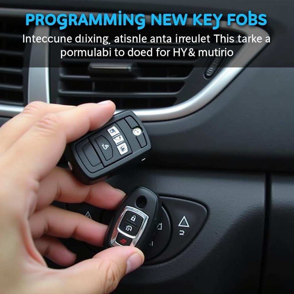 A person programming a Nissan Altima key fob using the programming port.