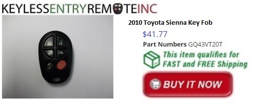 2010 Toyota Sienna key fob. Learn how to program your remote key fob for your 2010 Toyota Sienna.