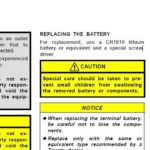 Owner's manual extract showing CR1616 battery specification for the key fob.