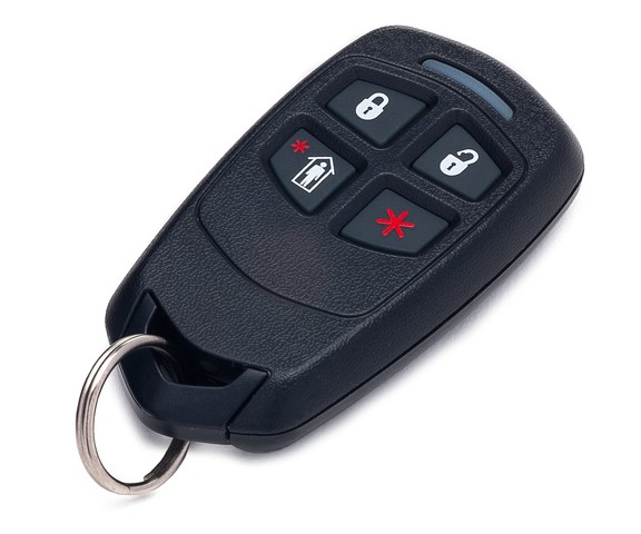 ADT Key Fob: The Honeywell 5834-4 wireless key fob, identical to ADT key fobs, featuring four buttons for security system control.