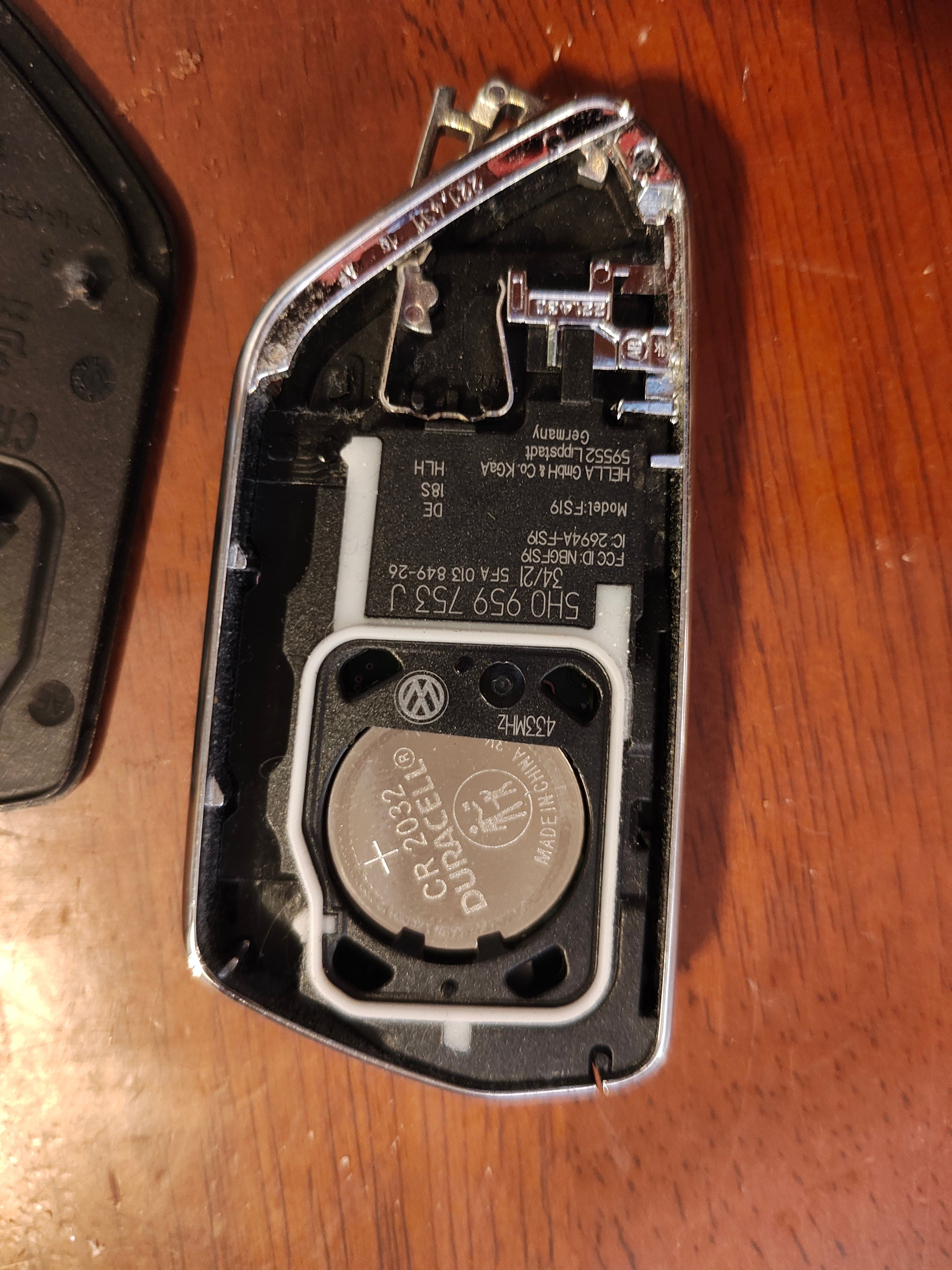 Key fob battery replacement process