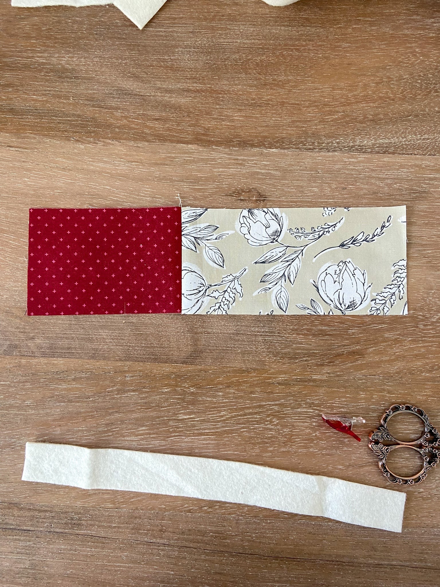 Sewing fabric pieces together for a DIY key fob