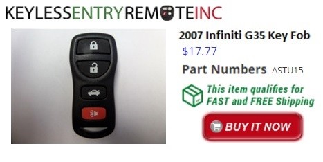 2007 Infiniti G35 Key Fob Programming Guide - Keyless Entry Remote Fob