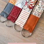 Close-up of finished fabric key fob showcasing the texture and vibrant colors, ideal for DIY keychains for key fobs.